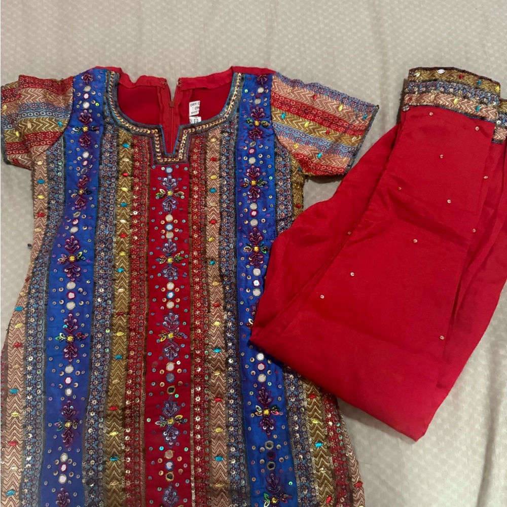 Ethnic Indian Wear Kids Matching Set - Red and Blue